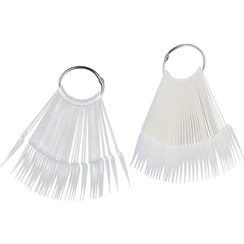 40Pcs Sharp Fan Shaped Nail Art False Tips Polish Gel Color Practice Display Showing Card Sticks Manicure Tool