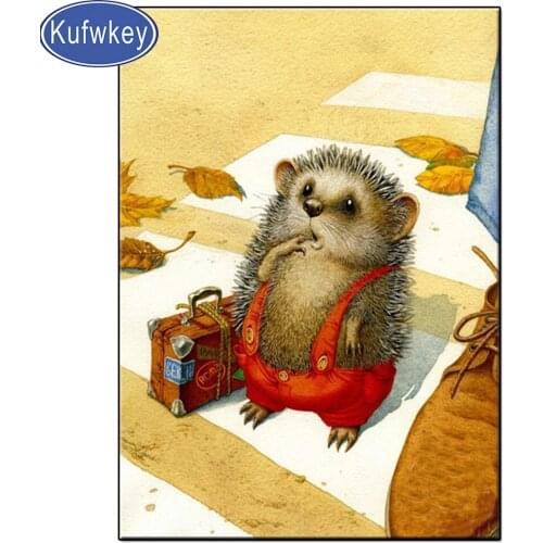 Diy 5d diamond painting hedgehog,Diamond embroidery cartoon animal, mosaic diamond full round picture of rhinestones gift