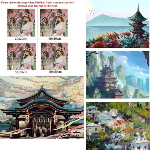 5D Diy Drill Diamond Painting Anime Watercolor Painting Living Room Bedroom Wall Cross Stitc Mosaic Landscape Home Decoration