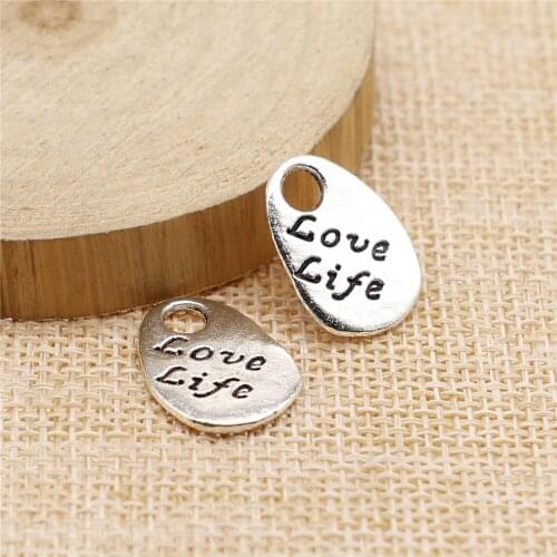 Free shipping 43pcs 18x13mm antique silver LOVE LIFE tag charms diy retro jewelry fit Earring keychain hair card pendant