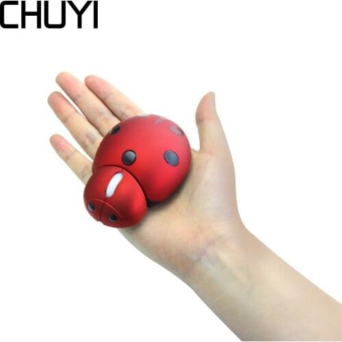 Mini Wireless Mouse Asian Lady Beetle Shaped USB Optical Mice 3000dpi Cute PC Computer Mause With USB Receiver For Kids Laptop