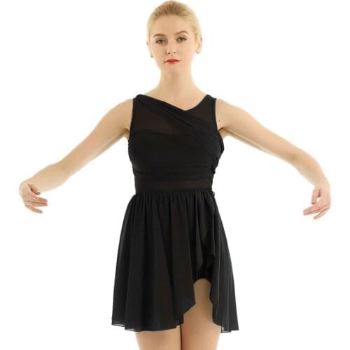 Bodysuit Ballet Clothes Ballerina Adult Sleeveless Cut Out Chiffon Stretchy Ballet Dance Gymnastics Leotard Dress Performance