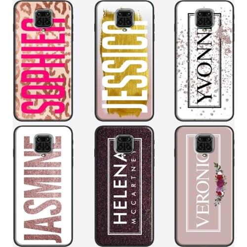 ROSE GOLD BLING CUSTOM VERTICAL NAME Case For Xiaomi Redmi Note 10 Pro 8T 9S 7 8 9 Pro Cover For Redmi 9 9A 9C 9T K40 7A 8A