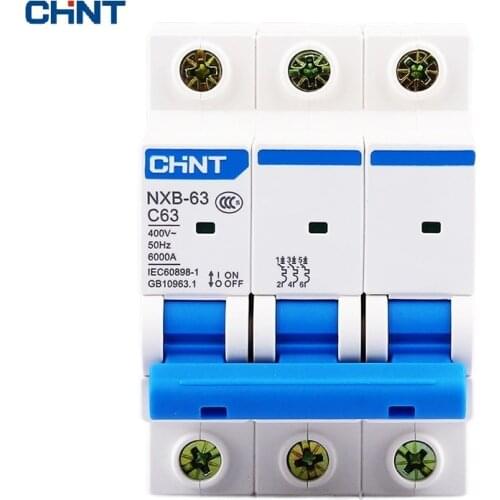 CHNT CHINT NXB-63 3P AC 230/400V Miniature Circuit Breaker C 6 10 16 20 25 32 40 63A Overload Protector DZ47 C Style Air Switch