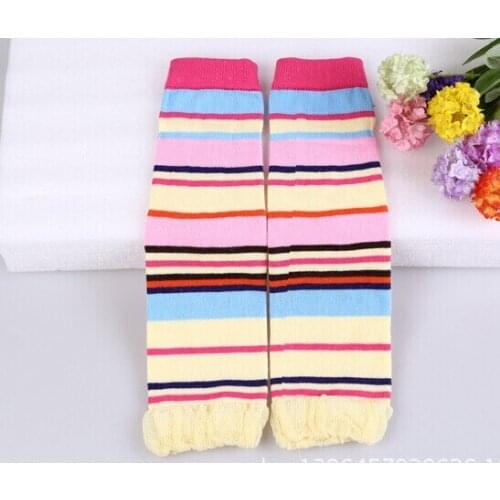 Free Size 1-3 Years Old Baby Girl Boy Infant Toddler Leg Warmers Knee-length Rainbow Stripe Kneepad