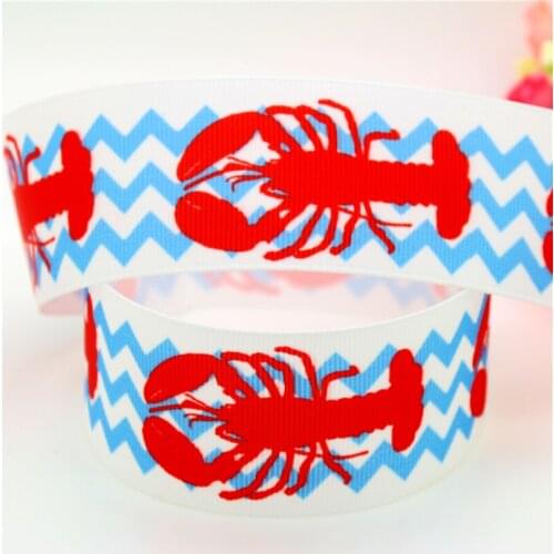 DHK 1.5'' 5yards lobster chevron printed grosgrain ribbon headwear hair bow diy party decoration OEM 38mm E1371