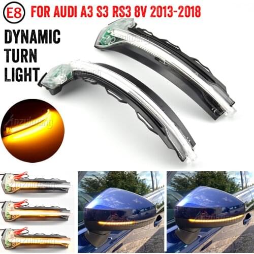 For Audi A3 8V S3 RS3 2013-2020 Flow Rearview Dynamic Sequential Mirror Flowing LED Turn Signal Light