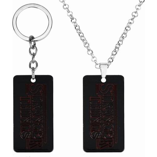 Movie Stranger Things Keychain Jewelry Dog Tag Pendant Keyring Charm Gifts for Game Fans