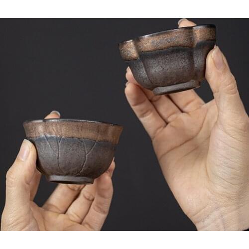 Japanese Style Coarse Pottery Gilding Iron Glaze Tea Cup Ceramic Kung Fu TeaCup Single Cup Fragrance-Smelling Cup Master Cup