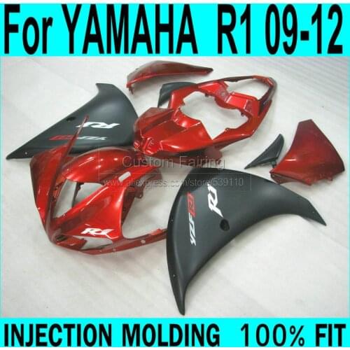 Injection Fairings For YAMAHA YZF R1 2009-2015 year model ( Matte black + wine red ) full plastic parts Fairing kit +7gifts LL02