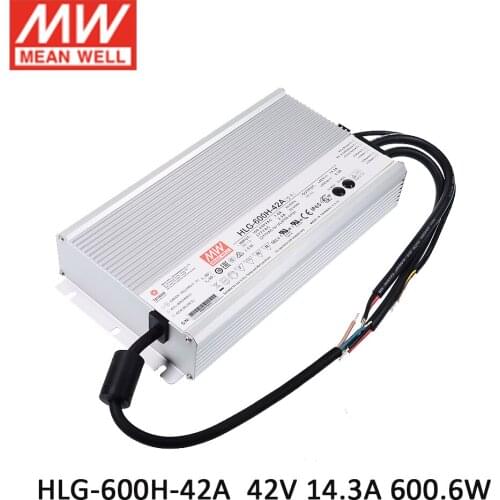 MEAN WELL LED Power Supply HLG-600H-42A 42V Adjustable LED driver 110V/220V AC to 42V DC 14.3A 600W waterproof IP65 Transformer