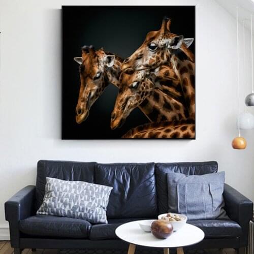 Giraffe In The Dark Art Canvas Print Painting Wild Animals Wall Picture Living Room Nordic Morden Home Decoration Poster
