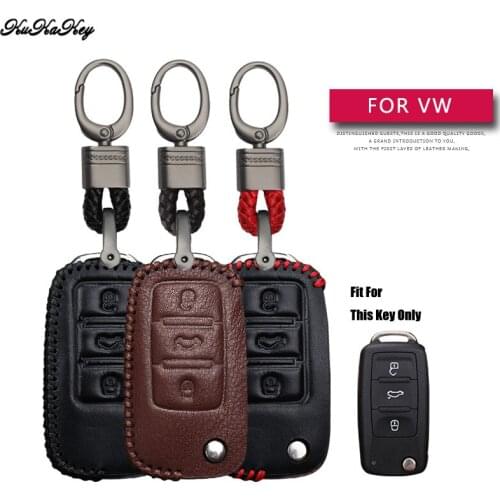 Leather Car Key Case Cover Protection Shell Skin For Volkswage VW Polo Golf Passat Tiguan Bora Jetta Lavida Keyring Keychain