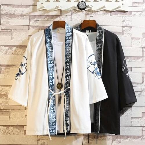 Japanese Kimono Man Haori Yukata Asian Streetwear Samurai Costume Cardigan Kimono Shirt Men Traditional Japanese Kimonos FF2626