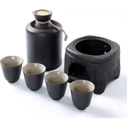 Wine Cup Set Sake Warmer Antique Hot Wine Set Hot Wine Pot Cup Household Ceramic White Yellow Rice Wineware