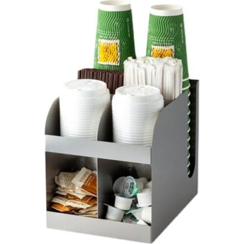 Stainless Steel Coffee Cup Dispenser Disposable Plastic Paper Cups Lid Holder Organizer Cafe Store Stand Rack Storage