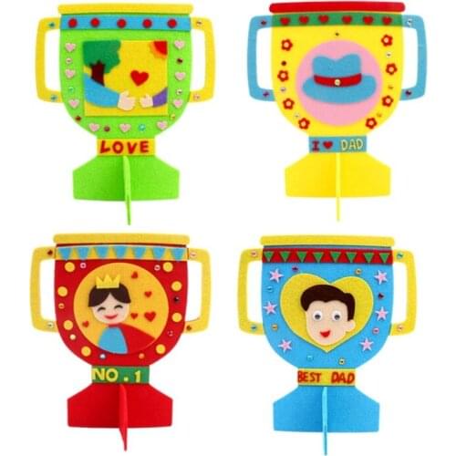 Non woven clothing DIY Trophy Children Manual cloth Cup Kindergarten Handmade trophy reward Father Mother day Gift Stem Art Toys