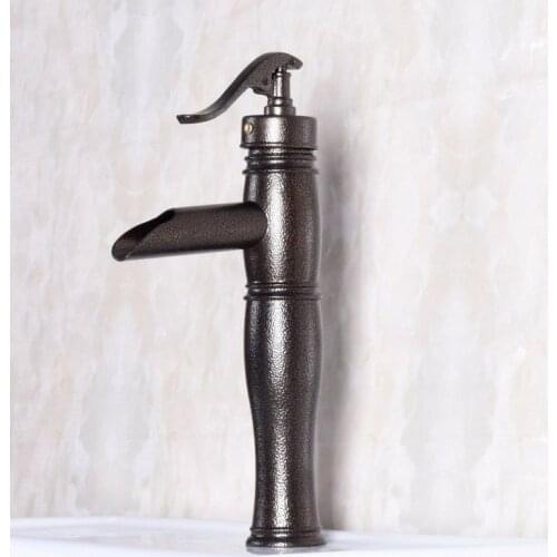 NEW "Water Pump Look" Style Vintage Retro Brass Bathroom Waterfall Faucet Mixer Water Tap Single Handle Lever Bamboo Tap anf243