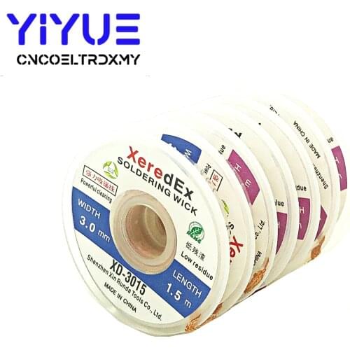 1.5M Desoldering Braid Solder Remover Wick 2.0mm/3.0mm Width Low Residue Non-Clean Tin Strip Lead Cord Flux BGA Repair Tool