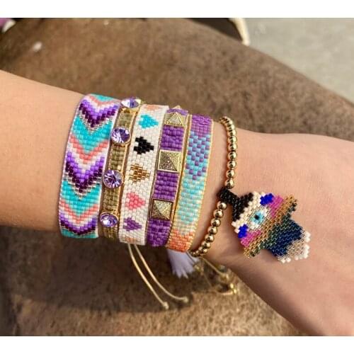 Jewelry Wholesale Bracelet Copper Beaded Palm Bracelets Colorful miyuki Rivet Bracelets Hot Sale Women Men Gift
