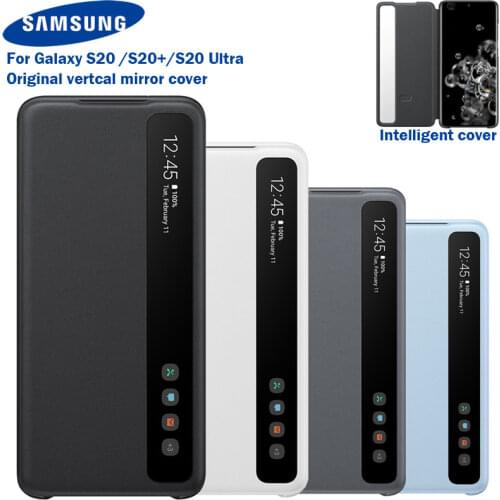 Original Vertical Mirror Clear View Phone Case For Samsung S20 S20+ S20 Ultra 5G Smart View Flip Cover Intelligent Phone Cover