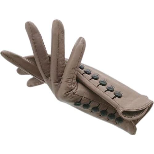 Gloves Winter Ladies Fashion Wrist Gloves New Leather Goatskin Leather Warm Free Shipping Driving Riding Large Black Brown Wine