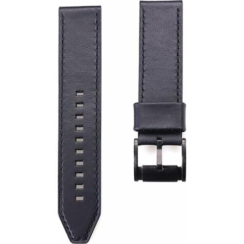 Smooth 22mm Black Tray Watchband Rivet Genuine Leather Watch Strap For Fossil Fs4656 Fs5586 Wristband Bracelet With Black Buckle