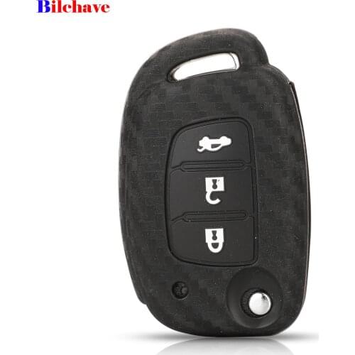 Bilchave 3 Buttons Silicone Remote Car Key Case Cover Protect Fob For Hyundai Creta Solaris i30 ix35 Tucson Elantra Santa Fe