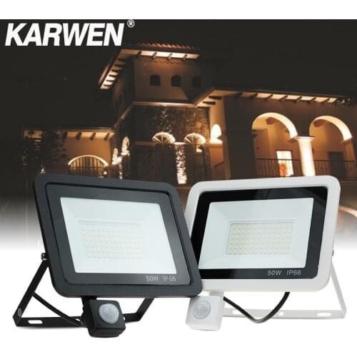 PIR Motion Sensor LED Floodlight 100W 50W 30W 20W 10W Waterproof IP66 Foco LED 220V Hanging Exterior Outdoor Wall lamp