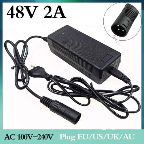 48V 2A Lead-acid Battery Charger for 57.6V Lead acid Battery Electric Bicycle Bike Scooters Motorcycle Charger 3-Pin XLR Plug