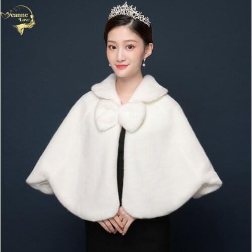 In Stock Bridal Wrap Winter Faux Fur Stole Wedding Bridal Women Shawl Wraps Jackets Ladies Evening Coats Wedding Shrug Boleros
