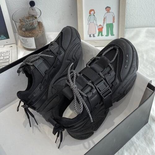 Women Platform Sneakers Leather Casual Ladies Chunky Shoes 2020 White Woman High Black Fashion Brand Thick Soled Wedge Sneakers