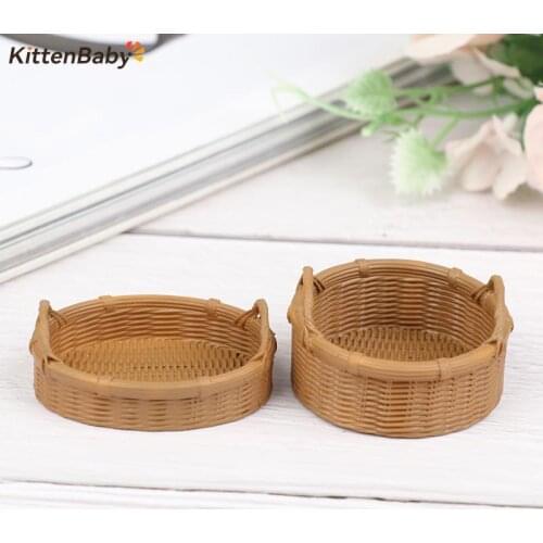 1:12 Dollhouse Simulation Miniature Resin Fruit Bread Food Basket Storage Basket Model Toys