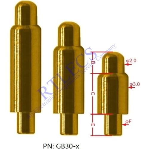 10pcs Outer Diameter 3.0 MM Straight Spring Loaded Pogo Pin Connector through Holes PCB Tail Solder Single Discrete Pogopin GB30