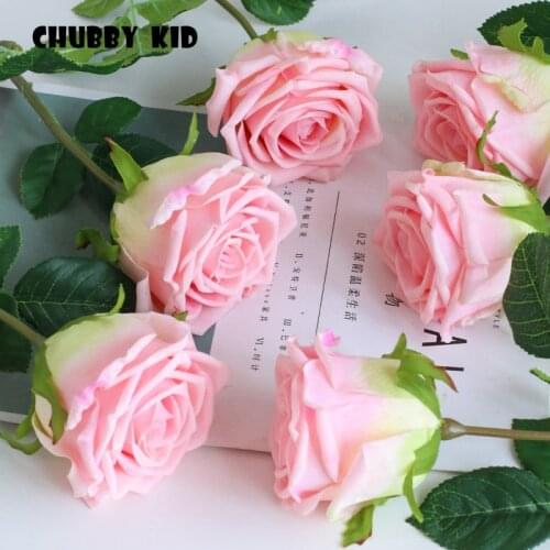 12pcs / lot ! wholesale real touch felt flowers high simulation artificial rose latex rose wedding decorative flowers fake roses