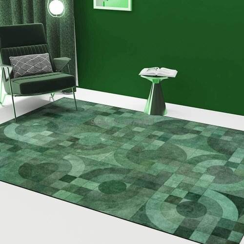 200*300cm Fashion Modern Minimalist Emerald Green Geometric Living Room Bedroom Bedside Carpet Floor Mat Customization