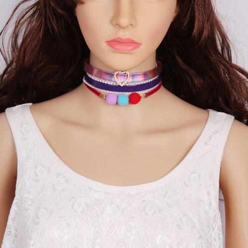 2017 new heart-shaped multi-circle ornaments chokers necklaces