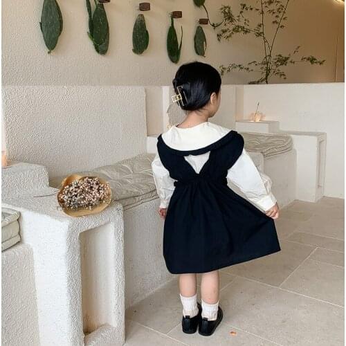 2021 Korea style girls vest dress fashion cotton autumn girls dresses kids clothes 2-7 years