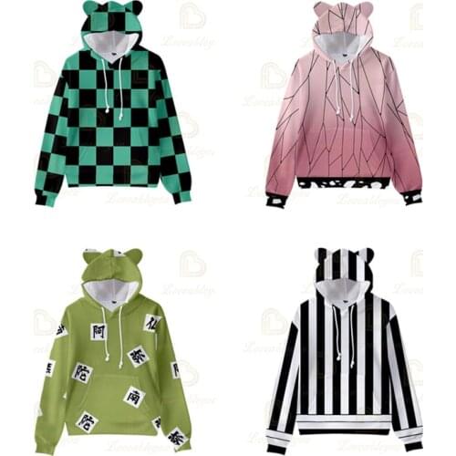 2021 Popular Anime Hoodies Children Cat Ears Sweatshirts Kids Spring Autumn Boys Girls Coats