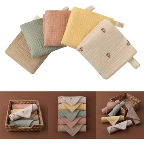 5pcs/set Baby Feeding Towel Soft Absorbent Gauze Bath Towel Newborn Saliva Towel Handkerchief Burp Cloth Facecloth