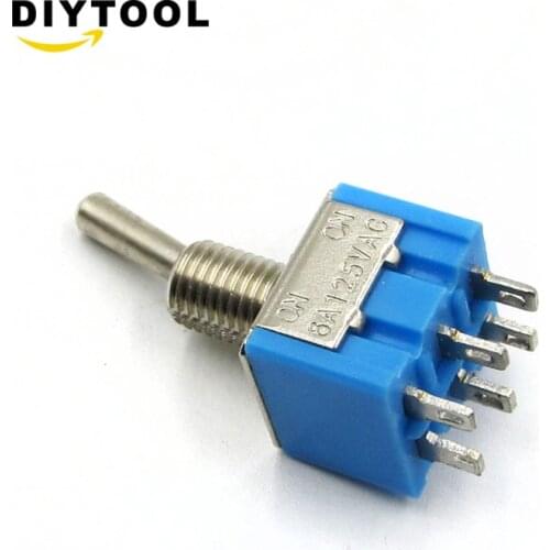 5PCS/Lot MTS-202 High Quality 6Pin DPDT ON-ON Mini Toggle Switch 6A 125VAC Mini Switches MTS-202 BULE S