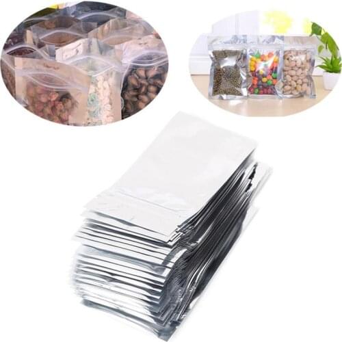 50 Translucent Re-sealable Storage Bags Small Ziplock Bags Aluminum Foil Bags Accessories Food Screws Vacuum Storage Bags Poly