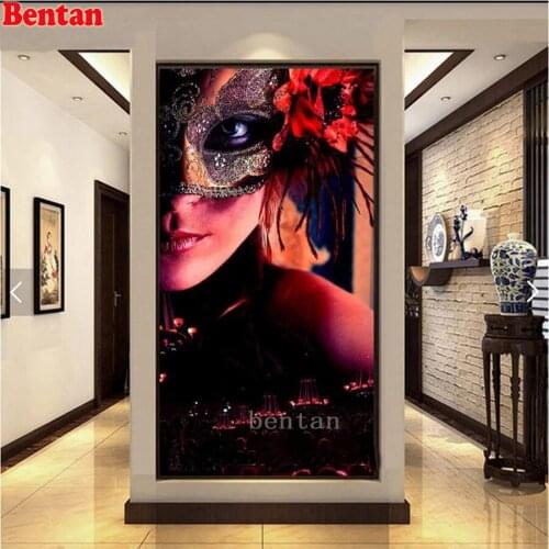 Diamond Mosaic European Woman Mask Cross Stitch Embroidery 5D Diamond Painting Portrait Full Square Drill Carnival Gift Decor