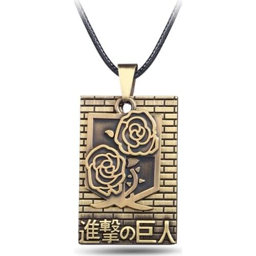 Anime Attack on Titan Scout Regiment Logo Necklace Mikasa Levi Ackerman Eren Jaeger Jiyuu no Tsubasa Keychain Pendants Figure