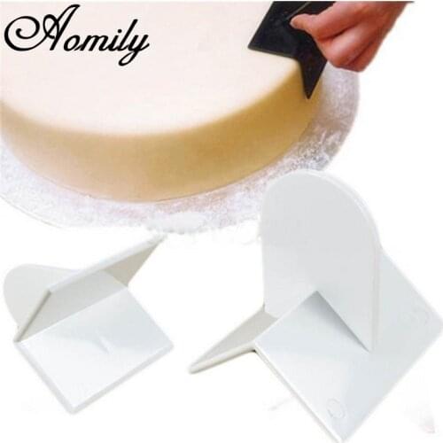 Aomily DIY Plastic Right Angle Cake Smoother Paddle Tool Polisher Finisher Of Fondant Sugar Craft Bakeware Utensils Solid White