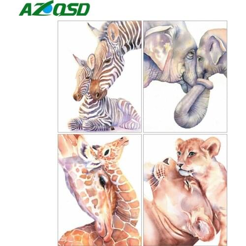 AZQSD Diamond Embroidery Leopard Elephant Giraffe Mosaic Rhinestones 5D Diamond Painting Animal Cross Stitch Handmade Home Decor