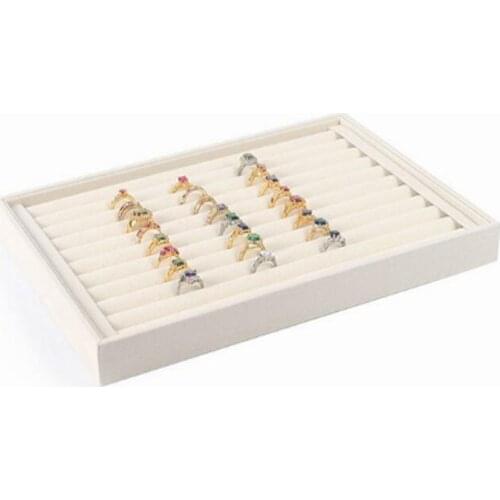 Surprise price Beige Velvet Jewelry Tray Jewellery Organizer Storage Box Watch Holder Necklace Ring Earring Pendant Holder Serie