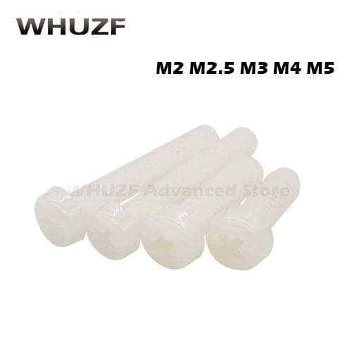 Free shipping 100Pcs M2/2.5 Nylon Phillips Screws Round Cross Pan Head Screws Bolts M2/2.5*6/8/10/12mm
