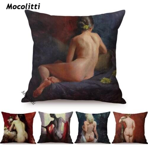 Elegant Lady Butt Oil Painting Art Pillow Case Sexy Woman Ass Charming Artwork Cool Man Luxury Decorative Cushion Cover Cojines
