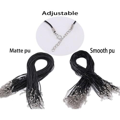 10 Pcs/lot Dia 1.8mm Black Leather Cord clasp Necklace Adjustable 52cm Rope For DIY Necklace Bracelet Jewelry Making Findings